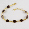 Beautiful Garnet Brass Bracelet M - BZB999 18K Gold Plated Cut Pear Shape 7x9mm Bezel Setting Brass Bracelet